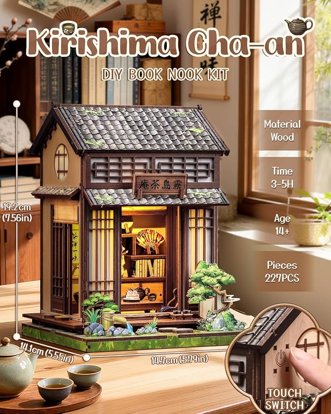 Book Nook Kit, DIY Miniature House Kits for Adult and Teens, Dollhouse Tiny Booknook Garden House Bookshelf, DIY Craft Gifts for Family and Friends