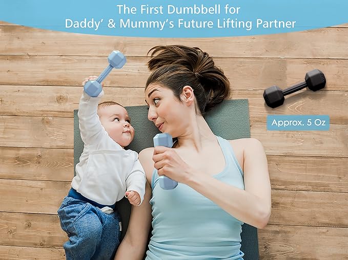 Giftty Baby Dumbbell - Silicone Infant Rattle Teething Toy Teether Toddler Sensory Toy Durable Safe Exercises Workout Weight - Great Gift for Baby Boys & Girls (1pcs - Tangerine)