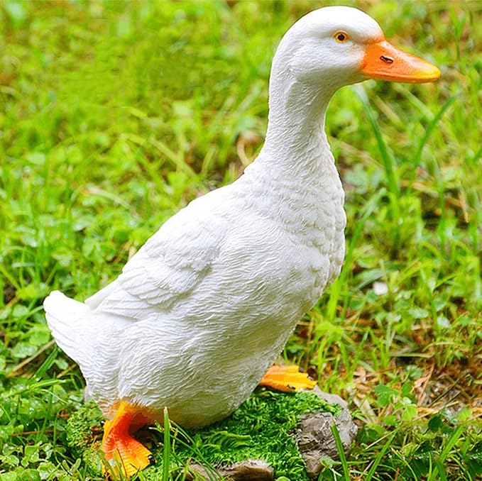 coolboy Real Duck Figurine,Animal Resin Statue Indoor Resin Duck Statue,Garden Decoration Outdoor Sculptures Animal Ornament
