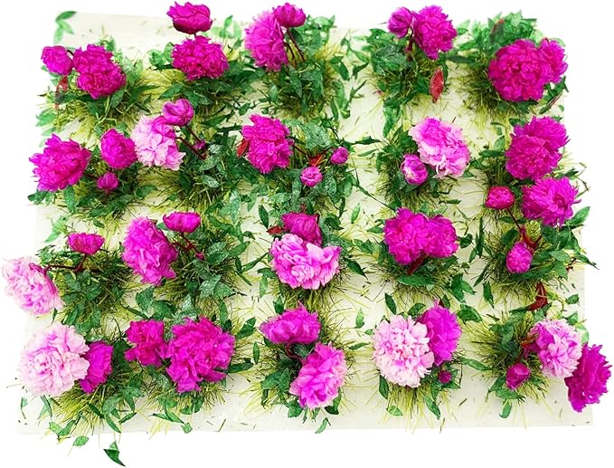 20Pcs Miniature Flower Cluster Grass Flower Tufts for Mini Dollhouse Fairy Garden Railway Simulated Static Scenery Micro Landscape Model (Rose)