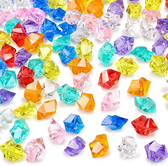 DomeStar 150PCS Multicolored Acrylic Fake Gems, Crushed Ice Rocks Vase Fillers, Table Scatter, Sensory Bin Filler, Photo Props Christmas Decor – Color Assorted