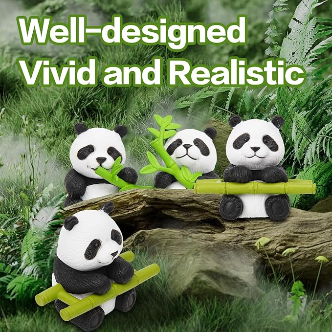 9pcs Mini Panda Figurines, Mini Animals Figurines Fairy Garden Accessories Outdoor for Garden Decor, Landscape Decor, DIY Craft, Dollhouse, Succulents & Home Decoration