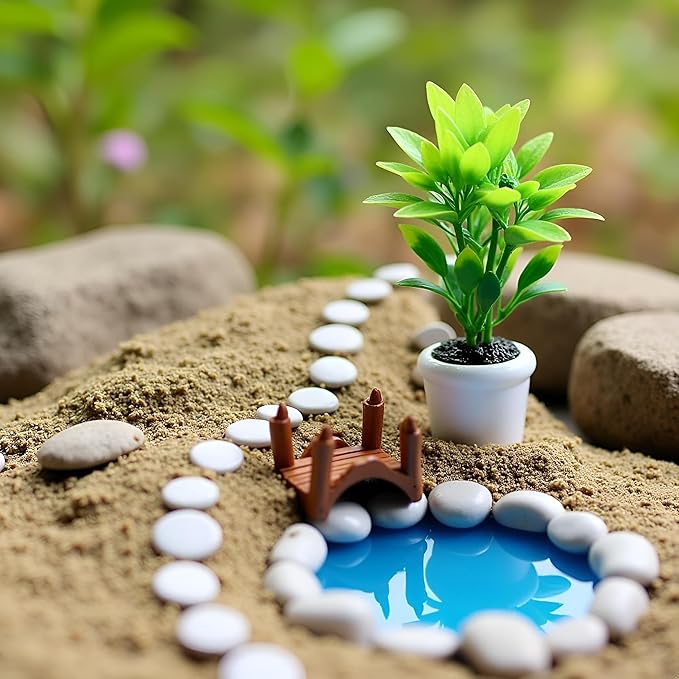Green 1/12 Miniature Plants Dollhouse Decoration Accessories, DIY Doll House Kit
