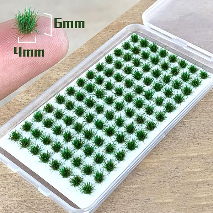 Woohome 208 PCS Static Grass Tuft Green Terrain Kit - Scenery Miniature Shrubs Bushes for Train Landscape Railway Artificial Grass Modeling
