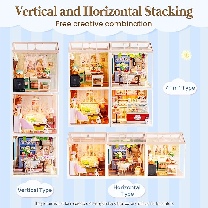 ROBOTIME Super Creator Kits, Miniature House Kit, DIY Plastic House Building Toy Set with LED, Tiny Garden Making Kit Model Craft Hobby Unique Gift (Midsummer Dream Yard)