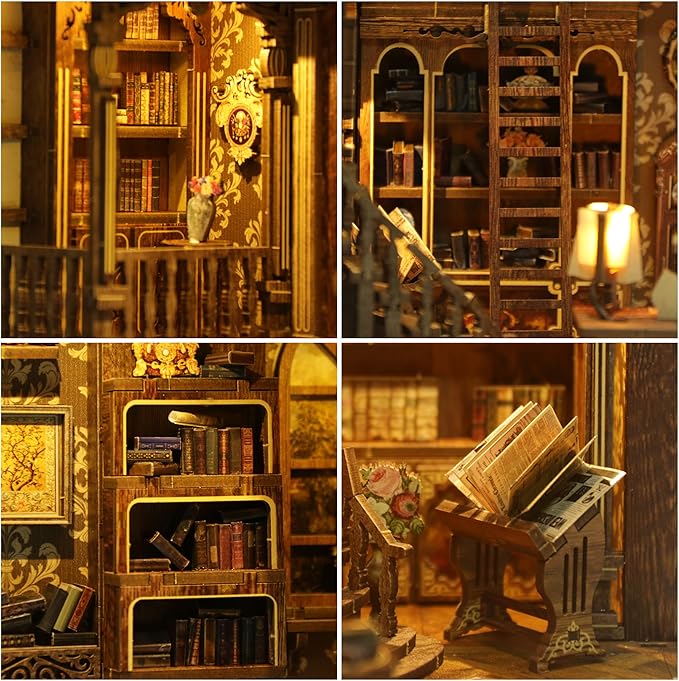 CRIOLPO Book Nook Kits for Adults - Book Nook Kit Bookshelf Decor DIY Miniature House Kit for Bookshelf - Craft Kits for Adults Booknook Model Kits Tiny House Arts and Crafts