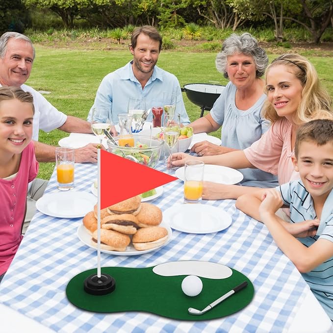 Medoore 6 Set Golf Party Table Decorations Golf Party Supplies Include Ball Sand Trap Red Flags Plastic Flag Stand for Ground Spikes for Golf Themed Christmas Birthday Party Decor