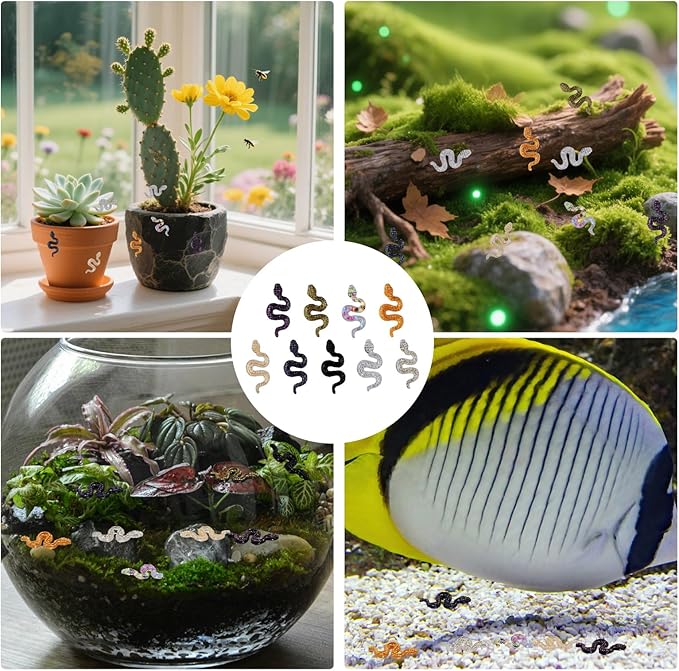 210pcs Mini Resin Snakes, 9 Colors Miniature Resin Animal Figurines Tiny Fake Snakes for Dollhouse Fairy Garden Micro Landscape DIY Crafts & Decoration Supplies
