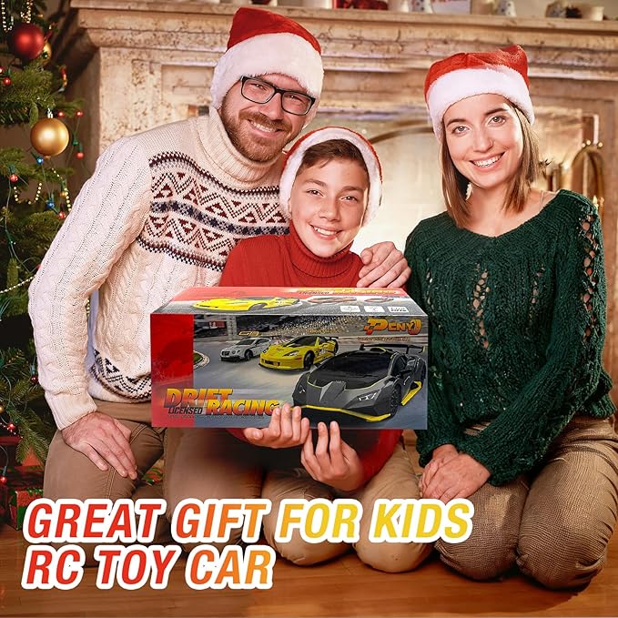 Lamborghini Remote Control Car for Boys 3-7, 1:18 Scale Lambo Toy Car Official Licensed,RC Drift Car 20Km/h with LED Lights, 2.4GHz RC Cars for Adults Boys Girls 8-12 Birthday Gifts (Yellow)
