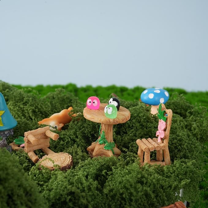 101 Pcs Resin Miniatures Figures Fairy Garden Kit, Fairy Garden Accessories Outdoor for DIY Dollhouse Micro Landscape