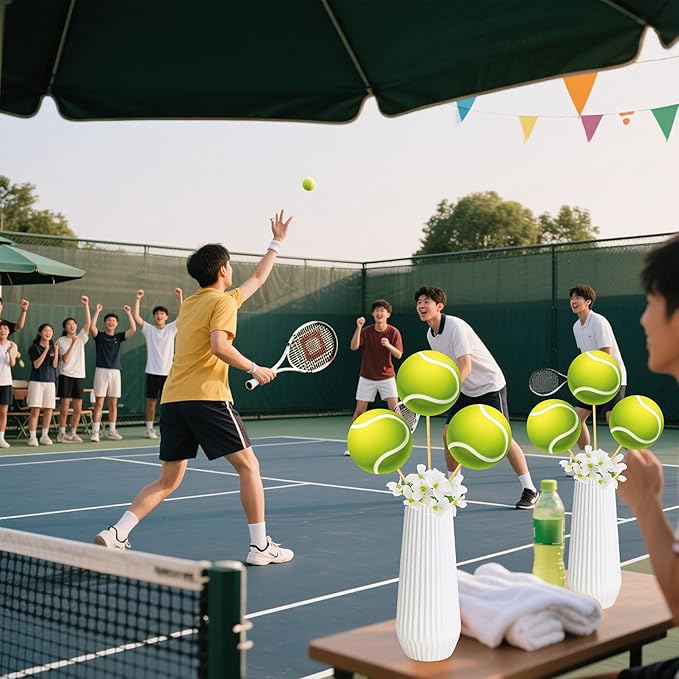 Tennis Party Decoration 22pcs Tennis Ball Centerpiece Sticks Tennis Theme Party Decorations Sport Party Table Topper for Tennis Player Birthday Party Baby Shower Supplies