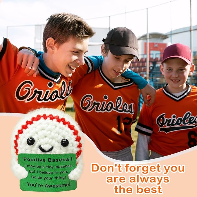 Zelaxeyi Funny Crochet Mini Baseball Gift for Baseball Lovers,Birthday Gifts for Men Women Baseballs Players Emotional Support Crochet