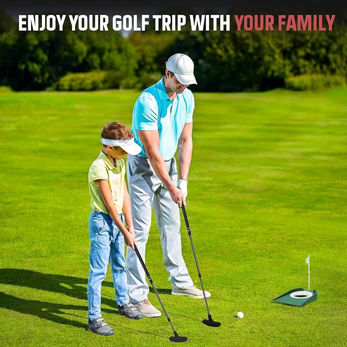 MultiOutools Golf Putters for Men and Women, 2 Pack Adjustable Golf Club Sets with 6 Balls & 2 Flag Cups, Two-Way Mini Putters Training Clubs for Children, Teenagers, Adults