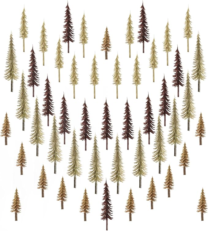 LUEYAO Mini Model Miniature Trees Mixed Train Scenery Architecture Fake Trees for DIY Crafts Building Model Scenery Landscape Brown 1.8-3.9 inch 48 PCS