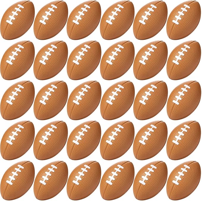 Blulu 30 Pack Mini Footballs Foam Stress Ball Bulk 2.17" for Kids Adult School Party Favor Gift Small Sports Valentines Ball Toy for First Year Down Birthday Party Homecoming Game Goodie Bag Stuffer