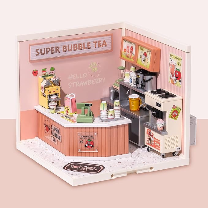 Wowood Super Creator-Mini Blocks Model Building Set for Adults, Miniature Plastic House Kit Super Store-Building Blocks Toys for Adult, DIY Crafts/Hobbies for Adult (Double Joy Bubble Tea)