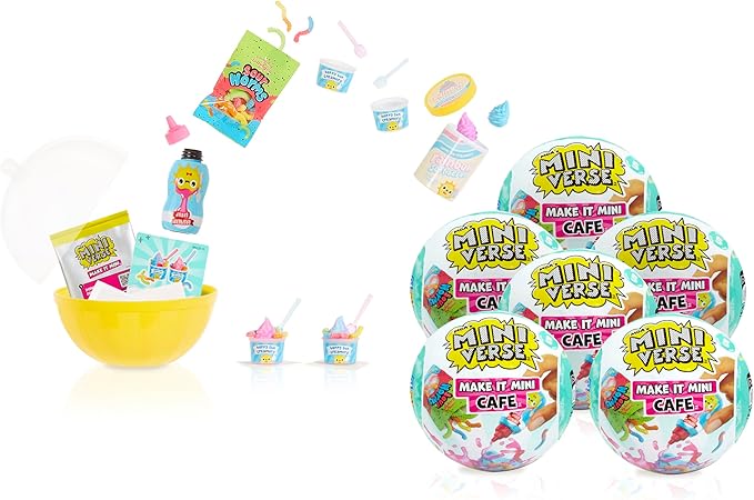 MGA's Miniverse Make It Mini Cafe Series 5 (6 Pack), Mini Collectibles - Mystery Blind Packaging, DIY, Resin Play, Replica Food, NOT Edible, Collectors, 8+