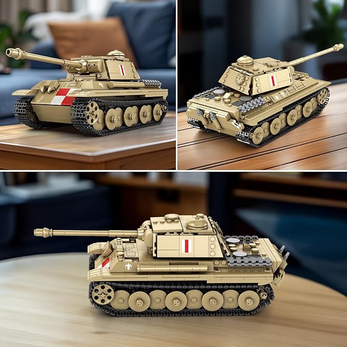 Reobrix Pudel Tank Building Block Set for Adult, WW2 Military German Tank Model Set 77034, World of Tanks Authorized Products MilitaryToys Building Set for Military Fans Boys Kids Age 14+ (969PCS)