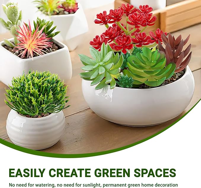 QUOZUO Artificial Succulents Plants, 16pcs Fake Succulents Plant for DIY Home Floral Wall Garden Office Party Decoration Colorful (Unpotted)