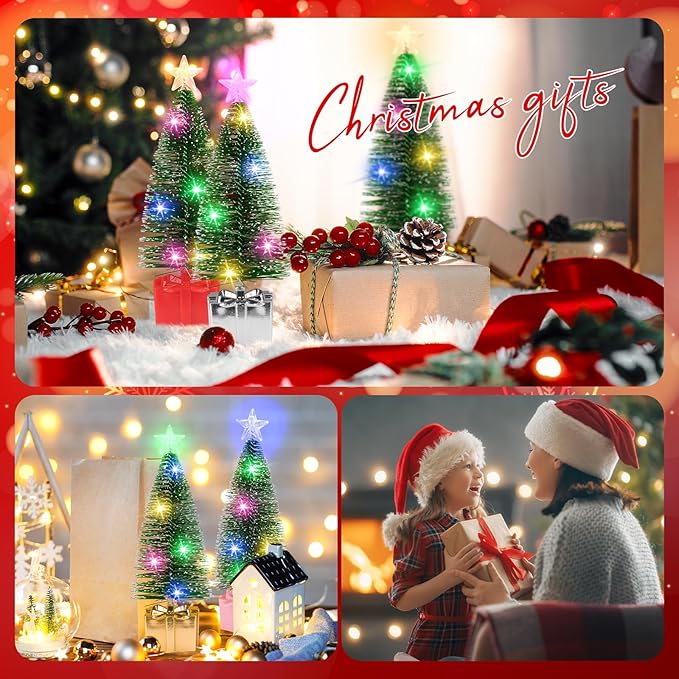 Mini Christmas Tree with Lights, 4 Pack Tabletop Christmas Tree with Lights for Christmas Decorations Indoor Xmas Holiday Party, Christmas Centerpieces for Tables New Year Decoration