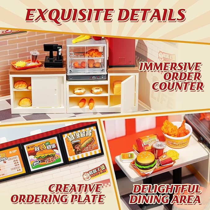 Wowood Super Creator-Mini Blocks Model Building Set for Adults, Miniature Plastic House Kit Super Store-Building Blocks Toys for Teens 8-12, DIY Crafts/Hobbies for Teens&Adults (Yum Yum Burgers)