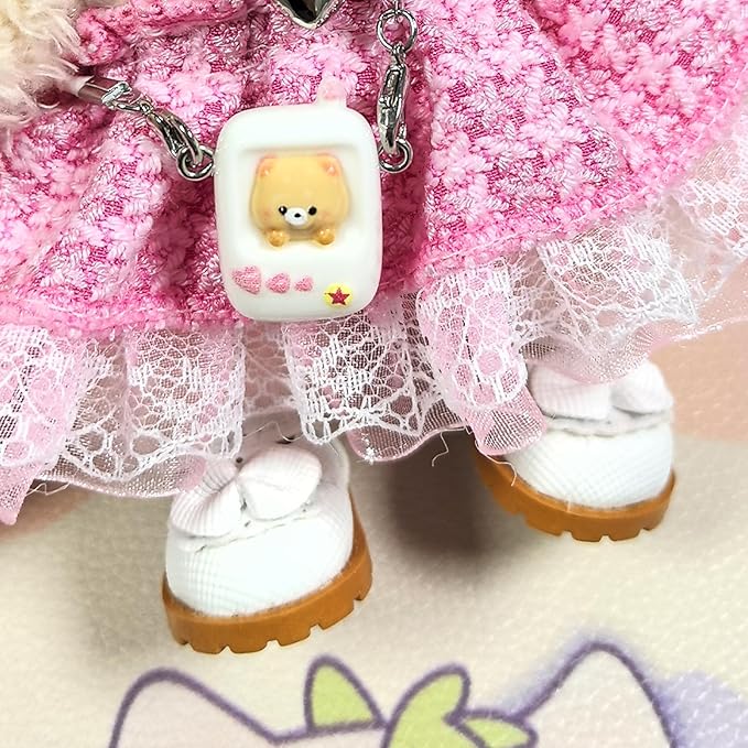 QIUTIMIY Mini Doll Shoes Accessories – 1 Pairs of Bowknot Mini Shoes for 17cm Dolls,Fashion Doll Footwear for Dress Up and Replacement (No Doll)（Bow White）