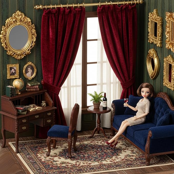 5Pcs Miniature Dollhouse Mirror 1/12 Scale Doll House Accessories Mini Dollhouses Decor Frame for 1/12 Dollhouse Decor(Gold, Silver)