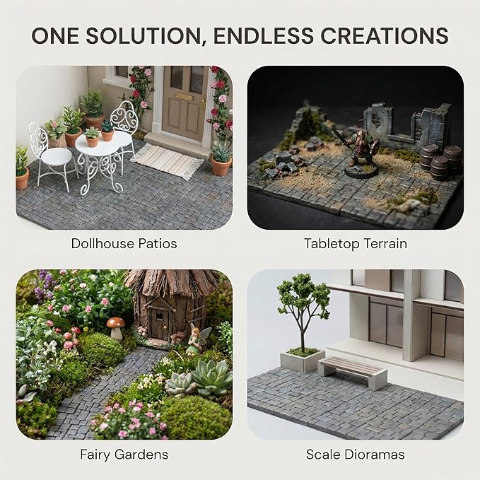 Dollhouse Miniature Paving Stones, Tiles for Modeling, Fairy Garden, and Tabletop Terrain, Set of 50pcs, REDUCIO!