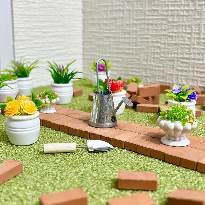 SAMCAMI Miniature Dollhouse Accessories, Mini Plants for 1 12 Scale Dollhouse, Miniature Fairy Garden Accessories, 14 Pieces (No.1)