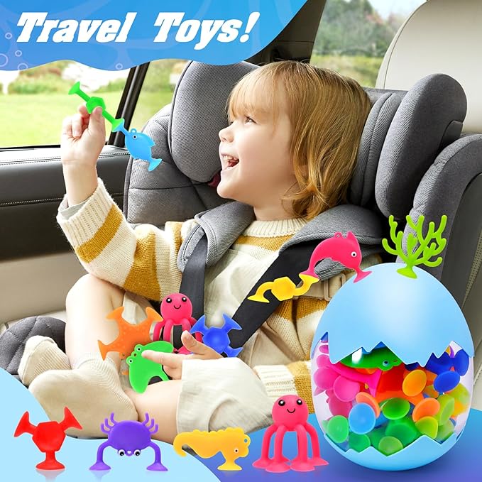 Bath Toys - 27 PCS Suction Cup Toys Bathtub Toy Shower Toy for Kids Ages 4-8,Sensory Toys for 3 4 5 6 7 Year Old Boys Girls,Mold Free Bath Toy Travel Toy Easter Gifts