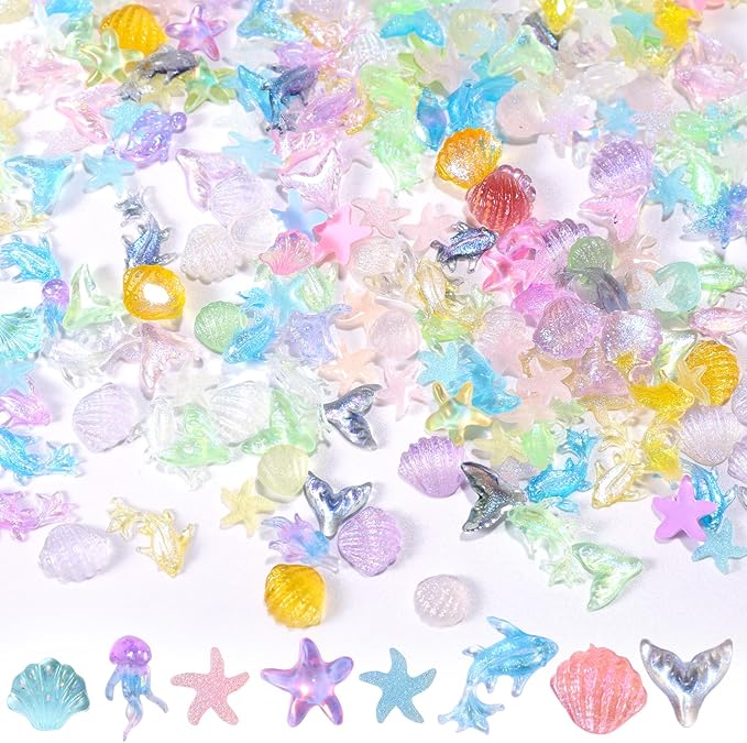 210pcs Mini Ocean Animals, Resin Miniature Marine Animal Figurines Toys Cute Tiny Small Resin Figures Toys Little Sea Creatures for DIY Fish Tank Aquarium Micro Landscape Garden Dollhouse Decor