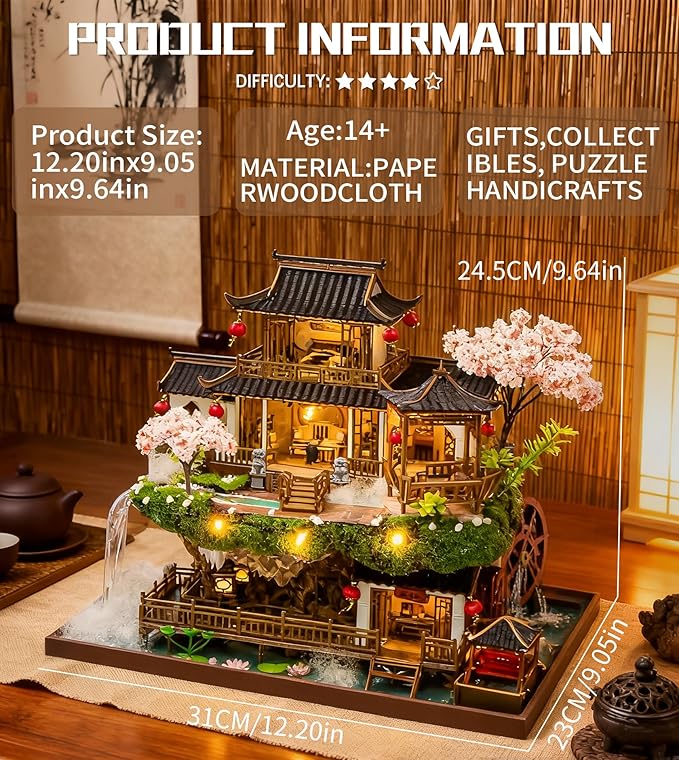 Spilay DIY Miniature Dollhouse Miniature House Kit,DIY Kit Mini Modern Villa Model with Music Box,1:24 Scale Creative Doll House Best Christmas Birthday Gift(Fairyland)