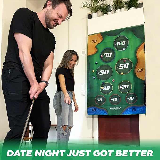 Golf Game for Adults Outdoor Indoor - Backyard Chipping Set with Sticky Balls - Family Entertainment Multi-Player Action - Friend and Party Activity - Gift for Golfers