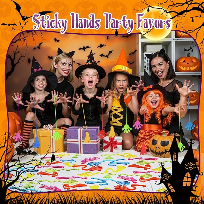 Sticky Hands Bulk 60 PCS Party Favors for Kids 4-8,8-12 Year Stretchy Sticky Hand Feet Goodie Bags Stuffers for Kids Treasure Box Toys for Classroom Small Mini Prizes Birthday Party Supplies Slap Hand