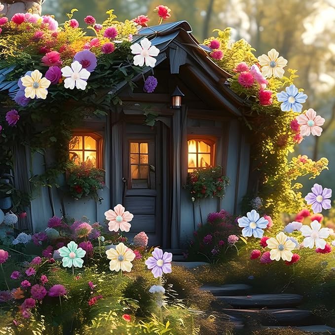 100 Pieces Tiny Flower for Dollhouse Miniatures Resin Things for Crafts Mini Flowers for Fairy Garden Micro Landscaping Decoration