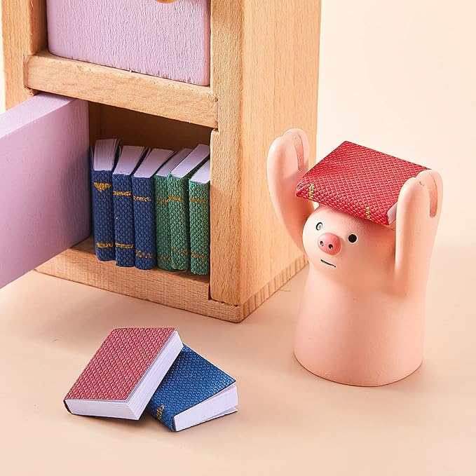 Sumind 20 Pieces 1:12 Scale Miniatures Dollhouse Books Assorted Miniatures Dollhouse Mini Books Decoration Accessories Doll Toy Supplies (Solid Style)