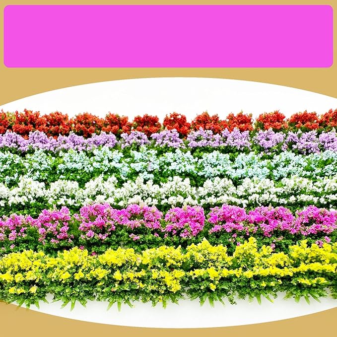 Cayway 6 Color Miniature Shrub Strips Static Shrub Vegetation Groups Static Grass Tuft DIY Miniature Colorful Flower Cluster for DIY Model Train Landscape Railroad Scenery