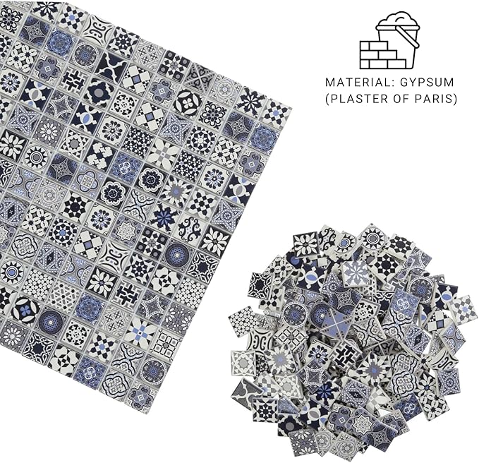 150 pcs, Dollhouse Flooring, 1:12 Scale Doll House Tiles, Miniature Checkerboard Floor, REDUCIO! (Midnight Mosaic)