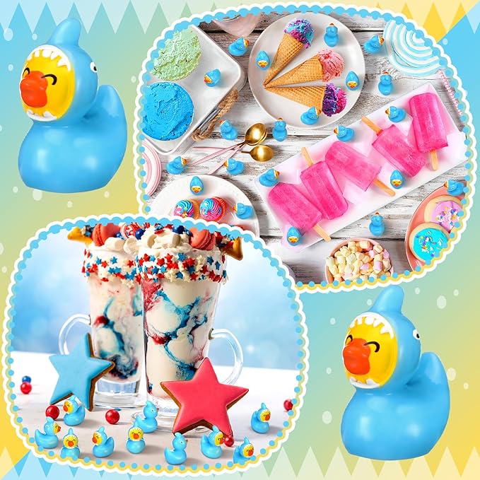 50 Pcs Themed Ducks Resin Ducks Resin Party Decorations for Crafts Making DIY Miniature Landscape Micro Decor Gifts (Shark)