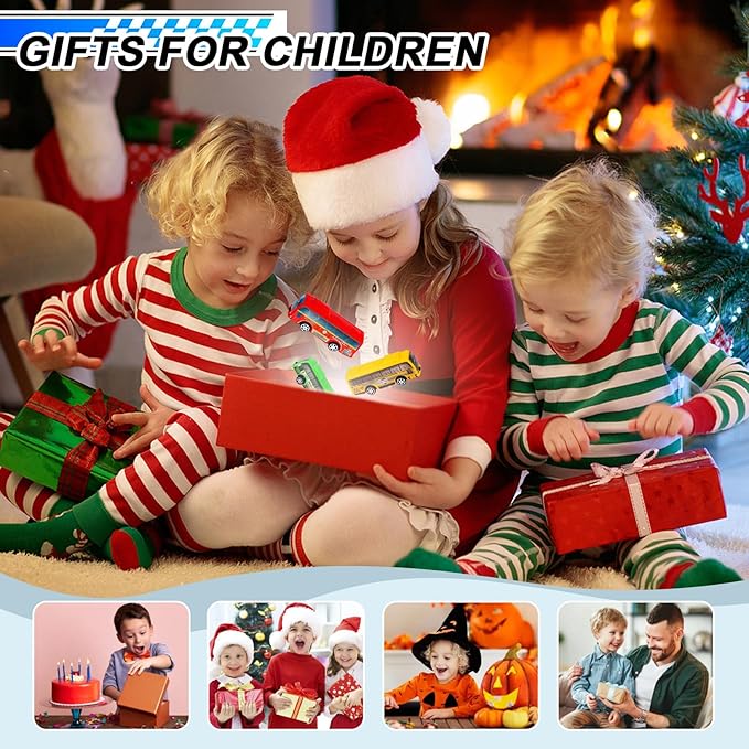 16 Pcs Pull Back City Bus Vehicles Toys Set, Mini Pull Back Cars for Kids Toddlers, Friction Powered Racing Vehicles Bulk Toys, Party Favors Goodie Bags Stuffers Pinata Fillers for Boys Girls