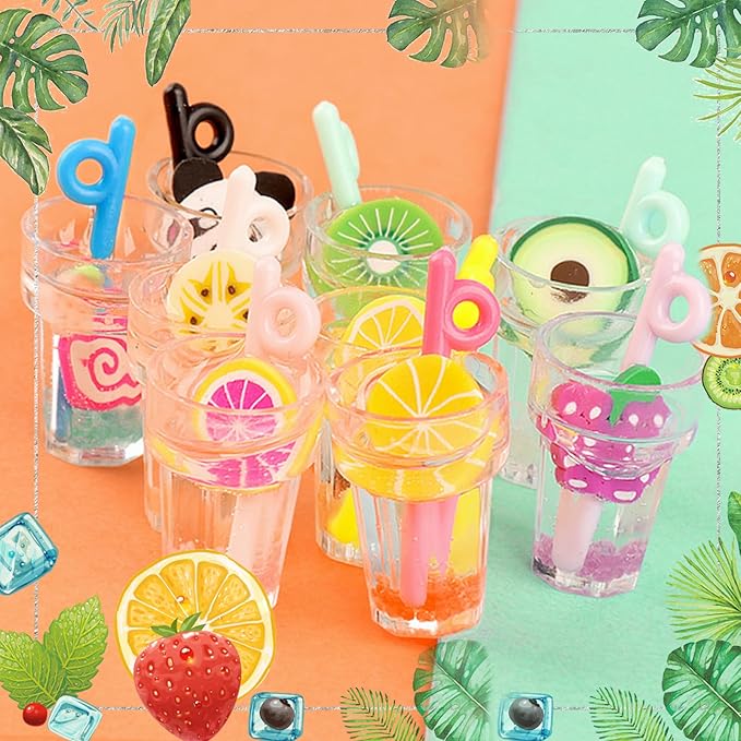 9Pcs 1:12 Scale Mini Miniature Bottles Wine Bottles miniverse Make it Mini Food Mini House Drink Accessories Dollhouse Decoration (9pcs Fruit Bottle)