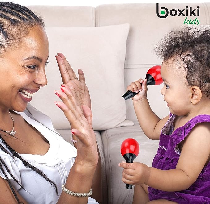 Boxiki kids Musical Instruments Set of 16 PCS - Toddler Educational & Musical Percussion for Kids - with Tambourine, Maracas & Castanets & More to Fine Motor Skills - 3+ Years Olds