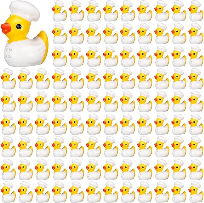 100 Pcs Themed Ducks Resin Ducks Resin Party Decorations for Crafts Making DIY Miniature Landscape Micro Decor Gifts (Chef)