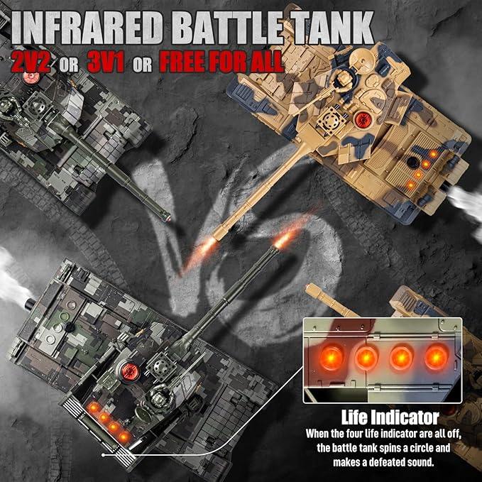1/24 RC Battle Tank Set, Remote Control Chinese Type 99 and Russian T90 Army Toy That Shoots for Kids and Adults, 2.4G RC Vehicle Model Tank 6+ Year Old with Sound, Smoke and Lights