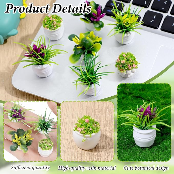 12 Pcs Miniature Dollhouse Plants Accessories for Doll House Tiny Fake Greenery Bonsai Ornament Crafts, Mini Artificial Plants, Dollhouse Plant for Doll House Decoration and DIY