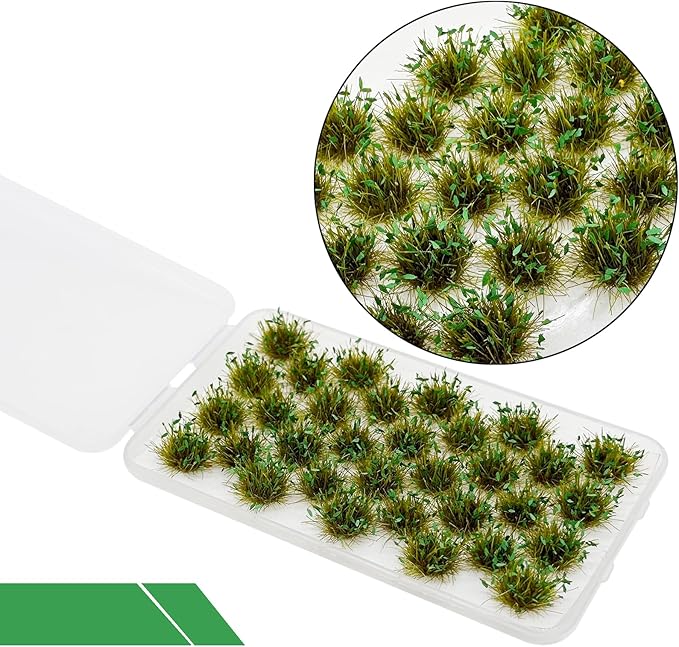 Cayway Miniature Grass Cluster, Static Grass Tuft Model Vegetation Groups for DIY Model Train Landscape Railroad Scenery Grass Tufts Flower (Yellow and Green)