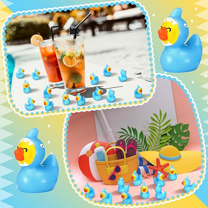 50 Pcs Themed Ducks Resin Ducks Resin Party Decorations for Crafts Making DIY Miniature Landscape Micro Decor Gifts (Shark)