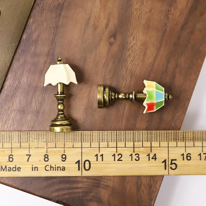 1:12 Miniature Vintage Desk Lamp, Dollhouse Mini Desk Table Lamp, for Dollhouse Bedroom Living Room, Home Decoration, Wall Decor Gifts (1PCS) (Bronze-White)