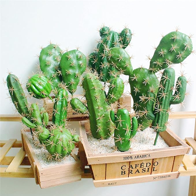 Woohome 9 PCS Artificial Succulents and Cactus Plants - Faux Cacti Decor for Decoration