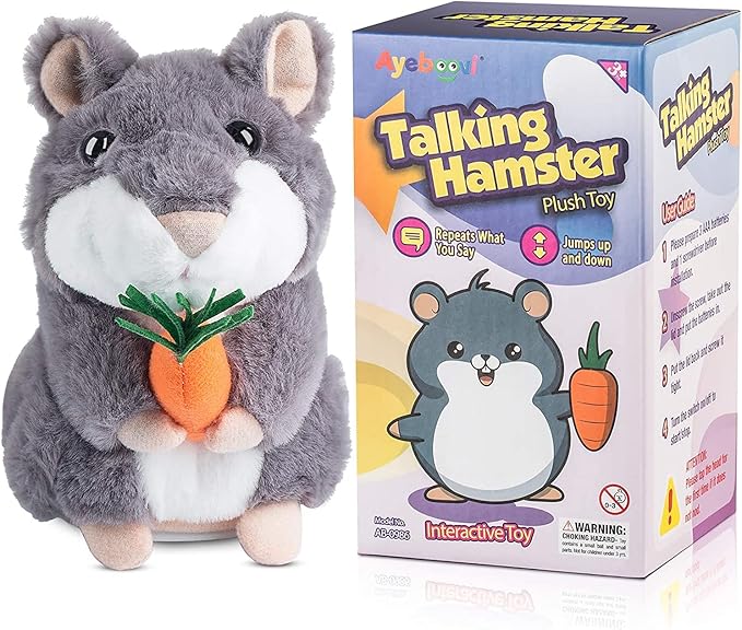 Ayeboovi 2 3 4 5 Year Old Girl Gifts Toy Talking Hamster Repeats What You Say, Interactive Fun Autism Toys for Ages 2-4 5-7 Boys Girls Kids Toddler